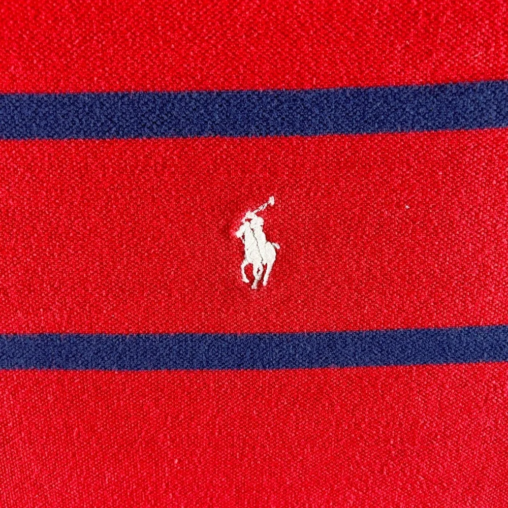 1117 | Polo Ralph Lauren Classic Fit Red Navy Stripe Polo Shirt Mens XL